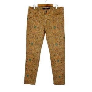 Joe's Jeans Tan Floral Brocade High Water Skinny Jeans Womens 30 Made in USA